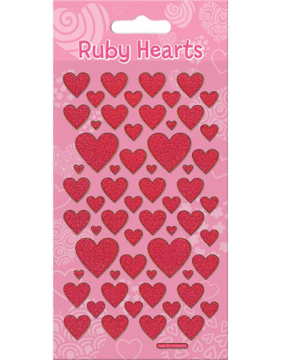 Picture of RUBY HEARTS SPARKLE STICKERS